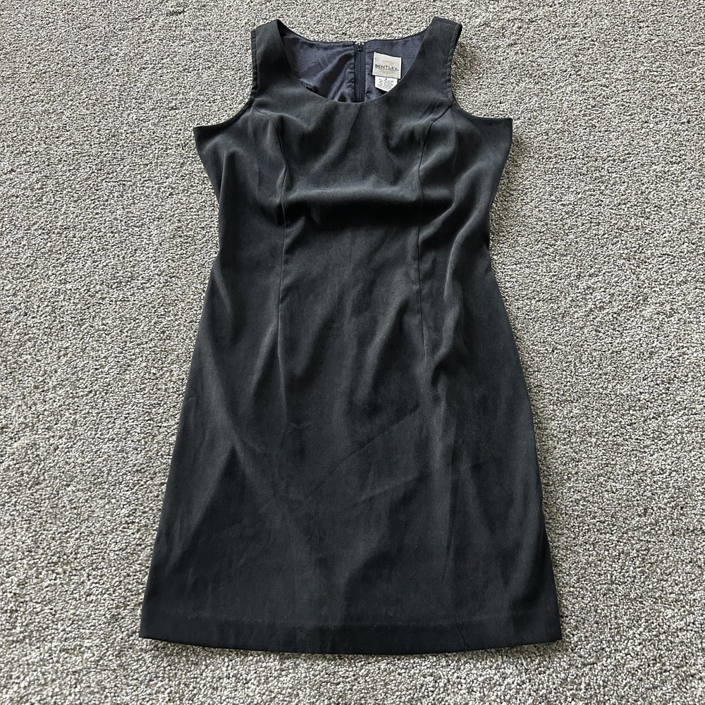 Vintage Bentley Dress Womens 8 Black Sleeveless Round Neck Sheath Knee Length